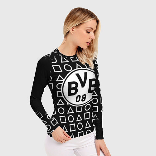 Женский рашгард Borussia геометрия черно белая / 3D-принт – фото 3
