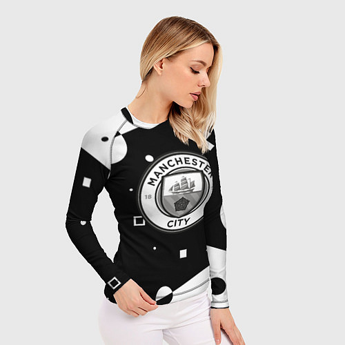 Женский рашгард Манчестер сити геометрия блэк / 3D-принт – фото 3
