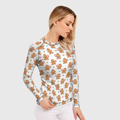 Женский рашгард Имбирные человечки и карамельные трости / 3D-принт – фото 3