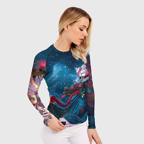 Женский рашгард Санта с динозавром / 3D-принт – фото 3