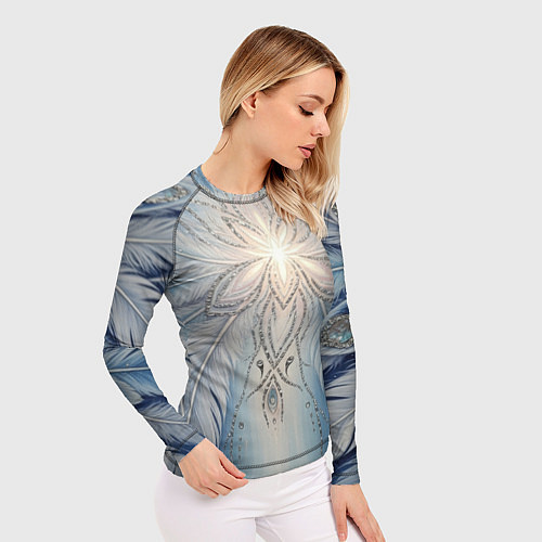 Женский рашгард Ледяной перьевой орнамент со светом / 3D-принт – фото 3