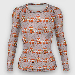 Женский рашгард Лиса с цветами и листьями паттерн