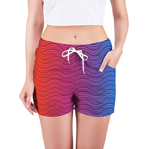 Женские шорты Цветные волны / 3D-принт – фото 3