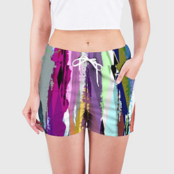Шорты женские Цветные полосы, цвет: 3D-принт — фото 2