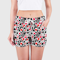 Шорты женские Игральные карты - тузы, цвет: 3D-принт — фото 2