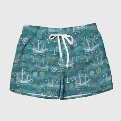 Женские шорты Парусники в море - паттерн
