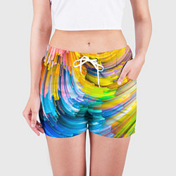 Шорты женские Цветные полоски, цвет: 3D-принт — фото 2