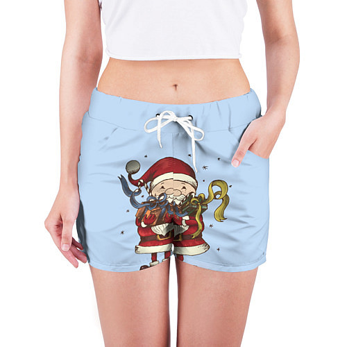 Женские шорты Дед мороз с подарками / 3D-принт – фото 3