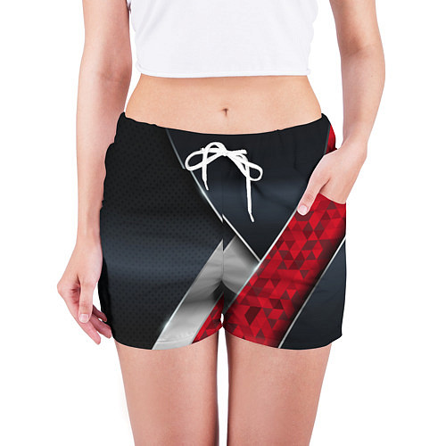 Женские шорты 3D BLACK AND RED METAL / 3D-принт – фото 3