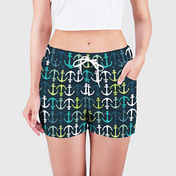 Шорты женские Якоря, цвет: 3D-принт — фото 2