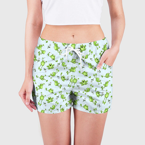 Женские шорты Веселые лягушки / 3D-принт – фото 3
