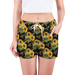 Шорты женские Fashion Sunflowers and bees, цвет: 3D-принт — фото 2