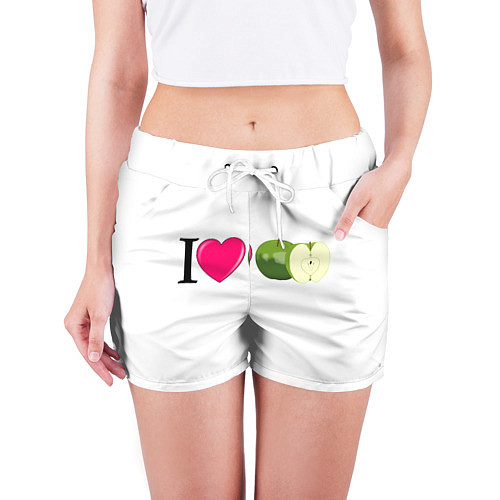 Женские шорты I LOVE APPLE / 3D-принт – фото 3