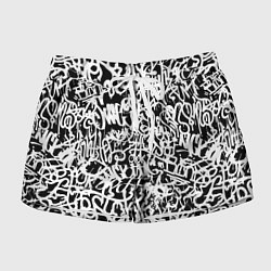 Шорты женские Graffiti white on black, цвет: 3D-принт