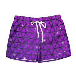 Шорты женские Фиолетовые треугольники, цвет: 3D-принт