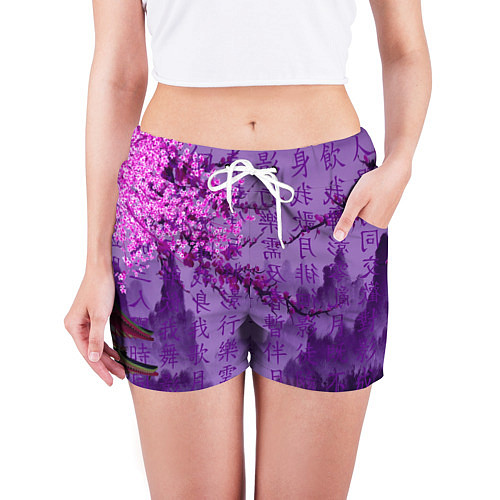 Женские шорты Фиолетовый китай / 3D-принт – фото 3