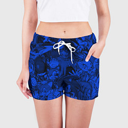 Шорты женские SONIC BLUE PATTERN СИНИЙ ЁЖ, цвет: 3D-принт — фото 2