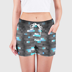 Шорты женские АЛМАЗНАЯ РУДА DIAMOND ORE MINCRAFT, цвет: 3D-принт — фото 2