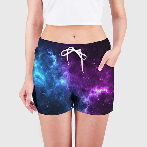 Женские шорты NEON GALAXY НЕОНОВЫЙ КОСМОС / 3D-принт – фото 3