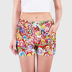 Шорты женские Все аниме персонажи Новый год, цвет: 3D-принт — фото 2