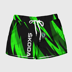 Шорты женские SKODA Логотип Узор, цвет: 3D-принт
