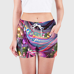 Шорты женские Новогодний конфетти, цвет: 3D-принт — фото 2