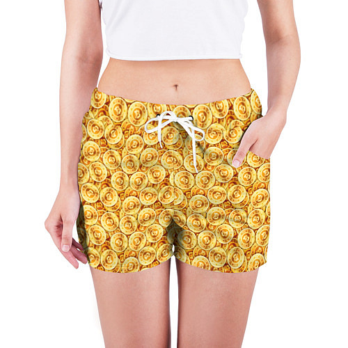 Женские шорты Золотые Биткоины / 3D-принт – фото 3
