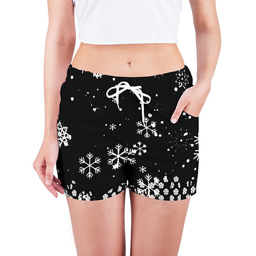 Женские шорты Чёрный клевер снежинки / 3D-принт – фото 3