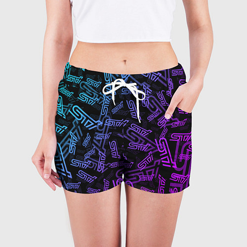 Женские шорты STI NEON PATTERN / 3D-принт – фото 3