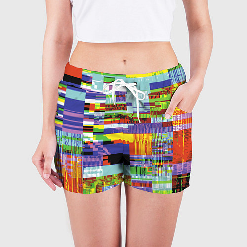 Женские шорты Vanguard glitch fashion pattern 2022 / 3D-принт – фото 3