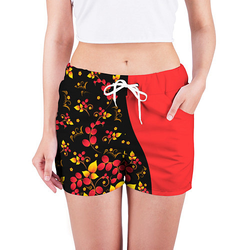 Женские шорты Хохлома Русская роспись / 3D-принт – фото 3