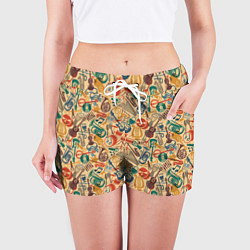 Шорты женские Инструменты Музыкальные, цвет: 3D-принт — фото 2