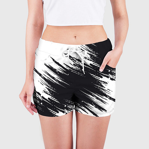 Женские шорты БЕЛАЯ КРАСКА БРЫЗГИ / 3D-принт – фото 3