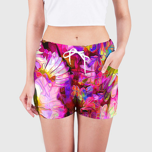 Женские шорты Красочный цветочный паттерн Floral pattern / 3D-принт – фото 3