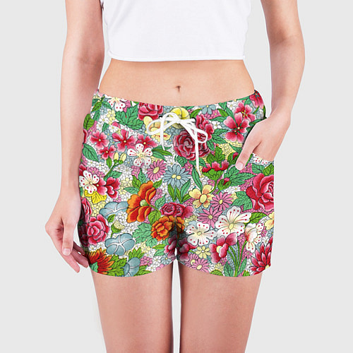 Женские шорты ЦВЕТОЧНОЕ ИЗОБИЛИЕ / 3D-принт – фото 3