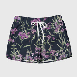 Шорты женские Цветы Фиолетовые, цвет: 3D-принт