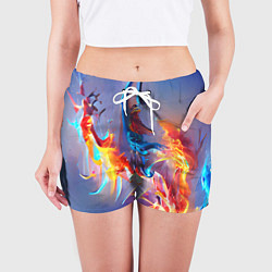 Шорты женские Замерзшее пламя, цвет: 3D-принт — фото 2