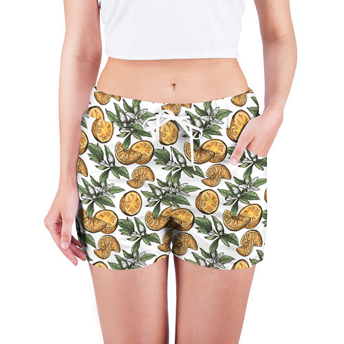 Женские шорты Узор из тропических апельсинов / 3D-принт – фото 3