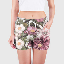 Шорты женские Цветы Красивый Цветочный Букет Георгин, цвет: 3D-принт — фото 2