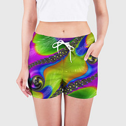 Шорты женские Кислотный фрактал Абстракция, цвет: 3D-принт — фото 2