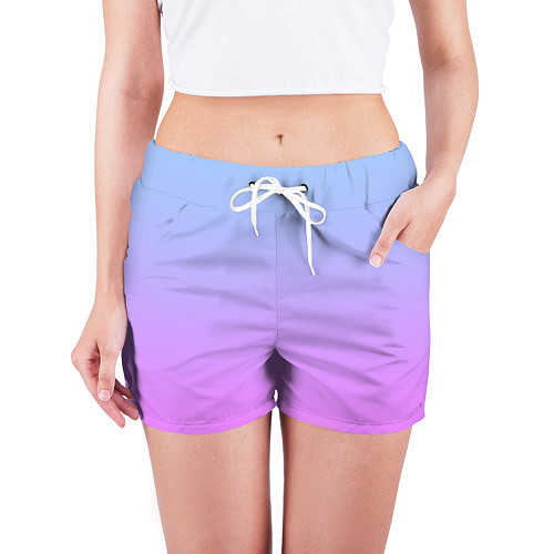 Женские шорты Голубо-розовый градиент / 3D-принт – фото 3