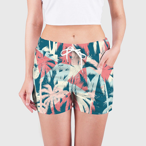 Женские шорты Пальмы Паттерн / 3D-принт – фото 3