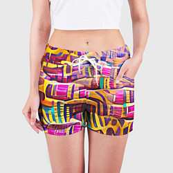 Шорты женские Африканские яркие мотивы, цвет: 3D-принт — фото 2