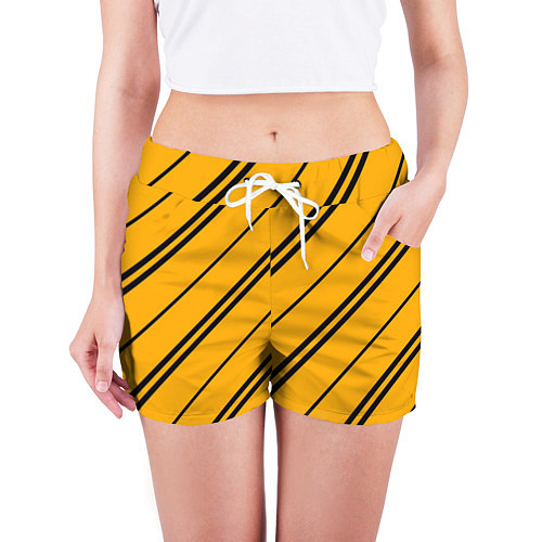 Женские шорты Полосы желтые черные / 3D-принт – фото 3