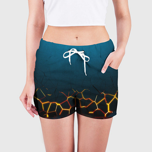Женские шорты Треснутые плиты геометрия / 3D-принт – фото 3