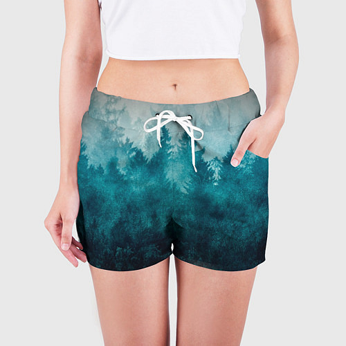 Женские шорты Темный хвойный лес / 3D-принт – фото 3