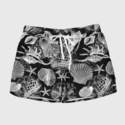 Женские шорты Композиция из ракушек, кораллов и морских звёзд