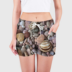 Шорты женские Морские камни и ракушки, цвет: 3D-принт — фото 2