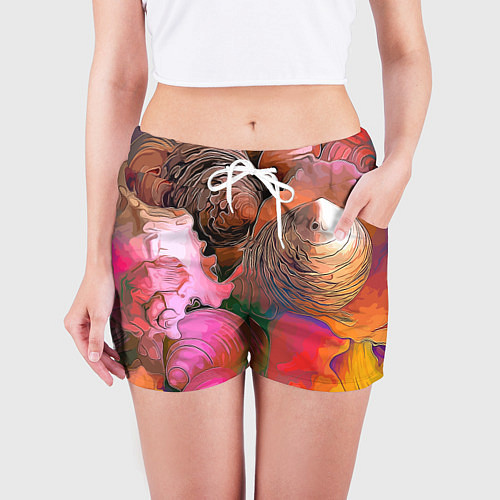 Женские шорты Стилизованная композиция из океанских ракушек / 3D-принт – фото 3