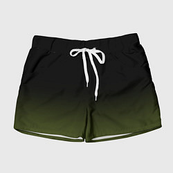 Шорты женские Черный и хвойный зеленый градиент, цвет: 3D-принт